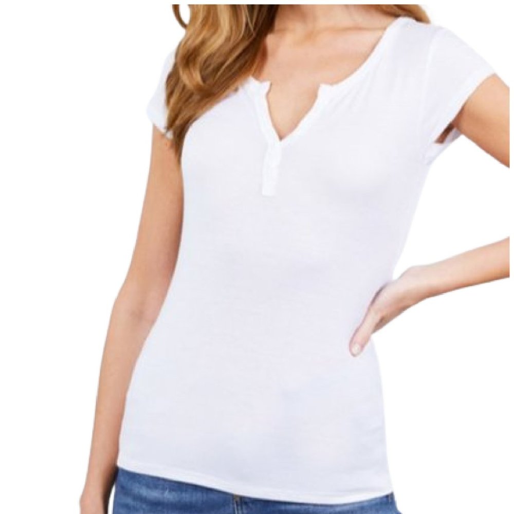 NWT-Women's Button Placket Rayon Top, Off White